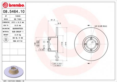 08546410 Тормозной диск BREMBO підбір по vin на Brocar