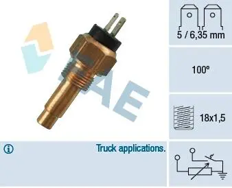 34190 Датчик, температура охлаждающей жидкости FAE подбор по vin на Brocar