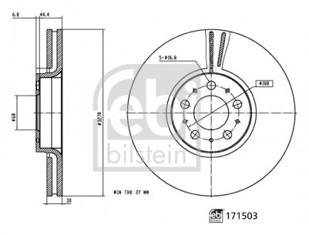 171503 TARCZA HAMULC. VOLVO XC90 02-14 FEBI BILSTEIN підбір по vin на Brocar