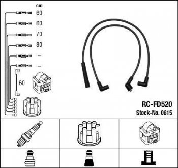 RCFD520 Комплект проводов зажигания NGK подбор по vin на Brocar