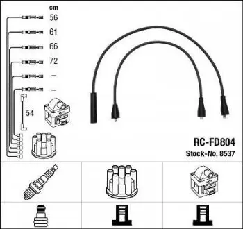 RCFD804 Високовольтні дроти (набір) NGK підбір по vin на Brocar