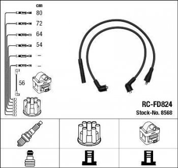 RCFD824 Комплект проводов зажигания NGK підбір по vin на Brocar