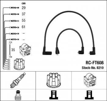 RCFT608 Комплект проводов зажигания NGK підбір по vin на Brocar