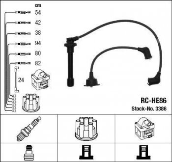RCHE86 Комплект высоковольтных проводов NGK підбір по vin на Brocar