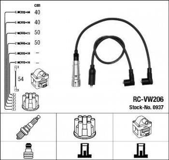 RCVW206 Комплект проводов зажигания NGK підбір по vin на Brocar