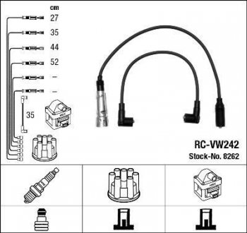 RCVW242 Комплект проводов зажигания NGK подбор по vin на Brocar
