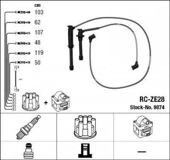RCZE28 Комплект высоковольтных проводов NGK підбір по vin на Brocar