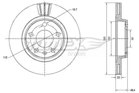 TX7021 TARCZA HAMULC. VW PASSAT 96-00 TOMEX підбір по vin на Brocar