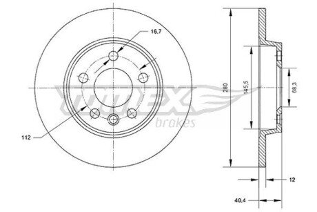 TX7026 TARCZA HAMULC. VW T4 96-03 TYŁ TOMEX подбор по vin на Brocar