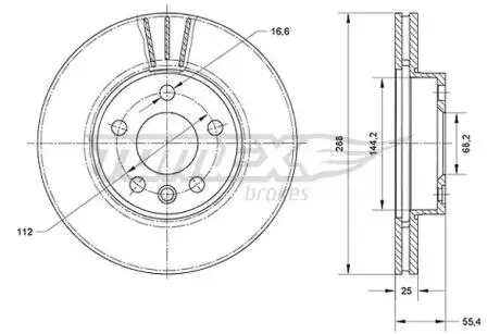 TX7054 TARCZA HAMULC. VW SHARAN 95-01 TOMEX подбор по vin на Brocar