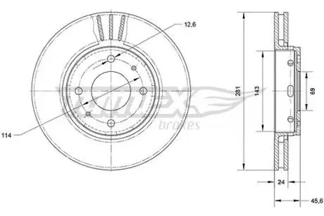TX7069 TARCZA HAMULC. VOLVO S40 97-03 TOMEX подбор по vin на Brocar