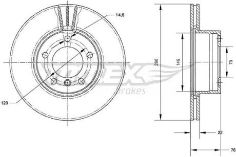 TX7105 TARCZA HAMULC. BMW 5 E39 95-03 TOMEX підбір по vin на Brocar