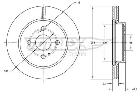 TX7266 TARCZA HAMULC. FORD FIESTA 08- TOMEX подбор по vin на Brocar
