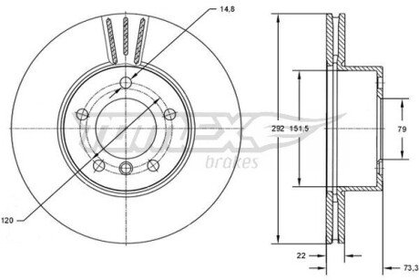 TX7295 TARCZA HAMULC. BMW 3 E90 05-07 TOMEX підбір по vin на Brocar