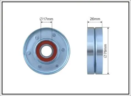 18500 76x17x26 Ролик паска приводного Ford Transit 2,0, 94-00 (EBL, EBS, ECL, EDS, EDL, EGL, ESS, ESL, EUS) CAFFARO підбір по vin на Brocar