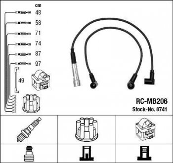 RCMB206 Комплект проводов зажигания NGK подбор по vin на Brocar