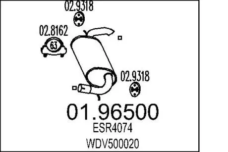 0196500 Глушитель выхлопных газов конечный MTS подбор по vin на Brocar