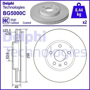 BG5000C Диск гальмівнийPRZOD DELPHI підбір по vin на Brocar