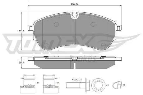 1858 KLOCKI HAMULC. VW CRAFTER 16- TOMEX подбор по vin на Brocar
