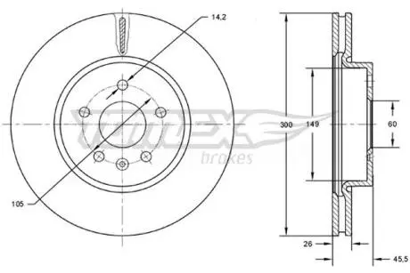 TX7317 TARCZA HAMULC. OPEL MOKKA 12- TOMEX подбор по vin на Brocar