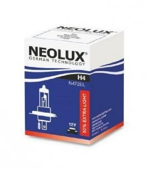 N472EL Автолампа Neolux n472el 50 % Extra Light H4 P43t 60 W белая NEOLUX подбор по vin на Brocar