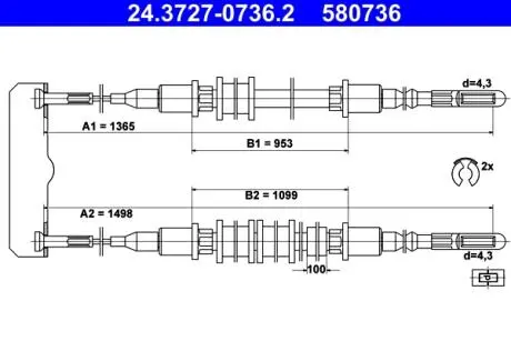 24372707362 Трос, стоянкова гальмівна система ATE підбір по vin на Brocar