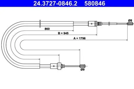 24372708462 Трос, стояночная тормозная система ATE подбор по vin на Brocar