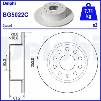 BG5022C Гальмівний диск DELPHI підбір по vin на Brocar
