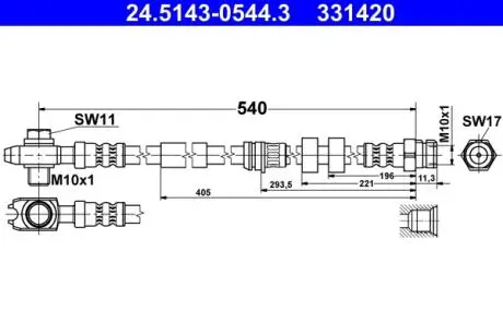 24514305443 Шланг гальмівний ATE підбір по vin на Brocar