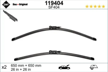 119404 Щітки склоочисника SWF підбір по vin на Brocar