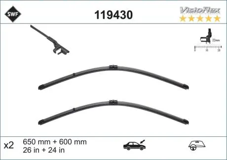 119430 Щітка склоочисника SWF підбір по vin на Brocar