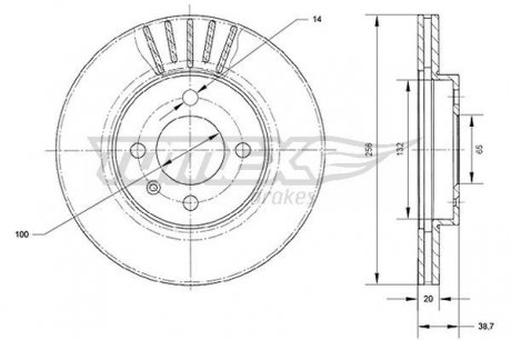 TX7018 TARCZA HAMULC. VW GOLF 88-97 TOMEX подбор по vin на Brocar