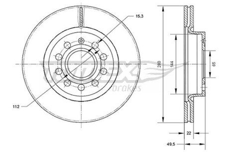 TX7030 TARCZA HAMULC. VW GOLF V 03- TOMEX підбір по vin на Brocar