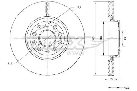 TX7112 TARCZA HAMULC. VW GOLF V 03- TOMEX підбір по vin на Brocar