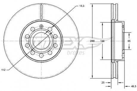 TX7131 TARCZA HAMULC. VW GOLF V 03- TOMEX подбор по vin на Brocar