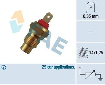 31590 Датчик, температура охлаждающей жидкости FAE подбор по vin на Brocar