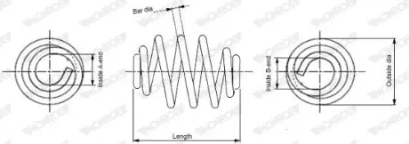 SN0530 Пружина задня L=280mm посилена! Omega -08/88 MONROE підбір по vin на Brocar