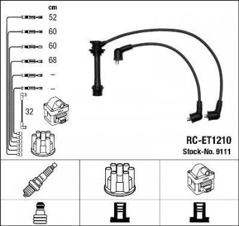 RCET1210 Комплект проводов зажигания NGK підбір по vin на Brocar