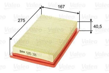 585318 Повітряний фільтр VALEO підбір по vin на Brocar