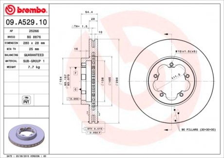 09A52910 Тормозной диск BREMBO подбор по vin на Brocar