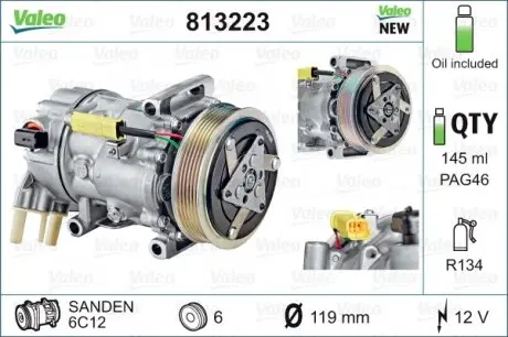813223 Компресор, Кондиціонер VALEO підбір по vin на Brocar