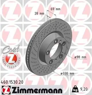 460153020 Гальмівний диск ZIMMERMANN підбір по vin на Brocar