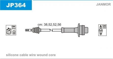 JP364 Комплект проводов зажигания JANMOR подбор по vin на Brocar