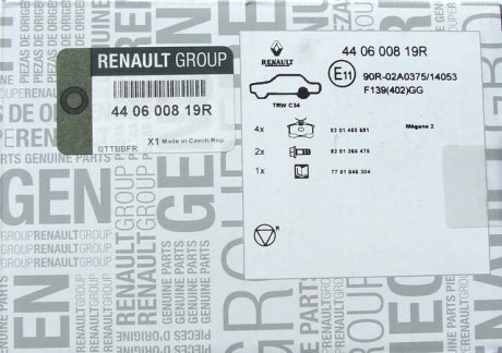 440600819R Колодка тормозная задняя Renault Megane IV 2015- (440600819R) Renault RENAULT подбор по vin на Brocar
