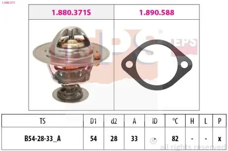 1880371 Термостат 82С Elantra IV 2.0 00-10/I30 2.0 07-12/Kia Ceed 2.0 06-12/Sportage 2.0 16V 04- EPS підбір по vin на Brocar