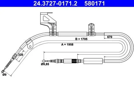 24372701712 Трос ручного гальма ATE підбір по vin на Brocar