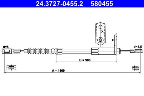 24372704552 ТРОС ПОРУЧНИКА MER W140 91- ЗАД R (L=1109MM) ATE підбір по vin на Brocar