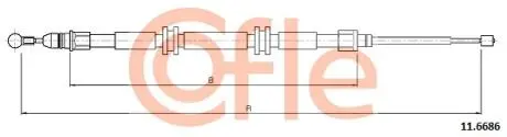 116686 Трос ручного гальма Renault Kangoo 1.2/1.5dCi/1.6 08- (2392/1297mm) COFLE підбір по vin на Brocar