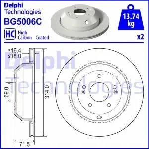 BG5006C Тормозной диск DELPHI подбор по vin на Brocar