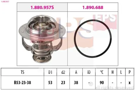 1880957 Термостат 90С VW Beetle/Jetta IV 2.0 Tsi 12-19 EPS підбір по vin на Brocar